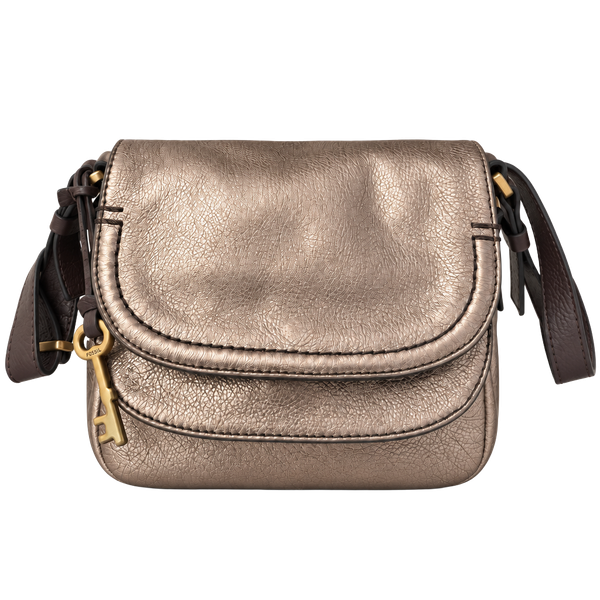 Fossil Peyton Crossbody Bag Gold Metallic Leather