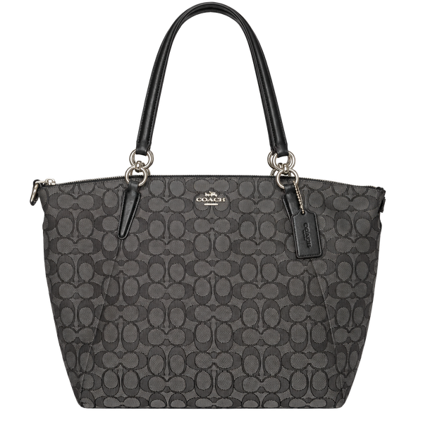 COACH Signature Grey/Black Satchel Crossbody Bag New York