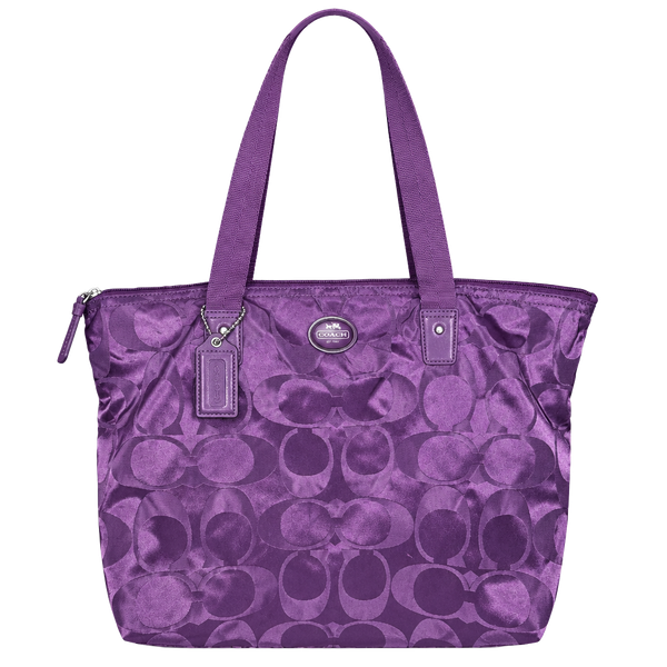 Coach Signature Satin Tote Purple Handbag