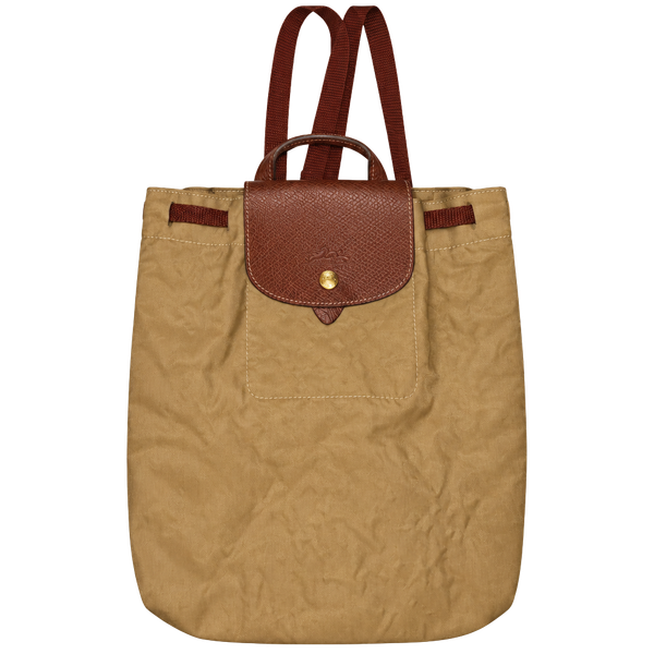 Longchamp Nylon Backpack Brown Leather Trim