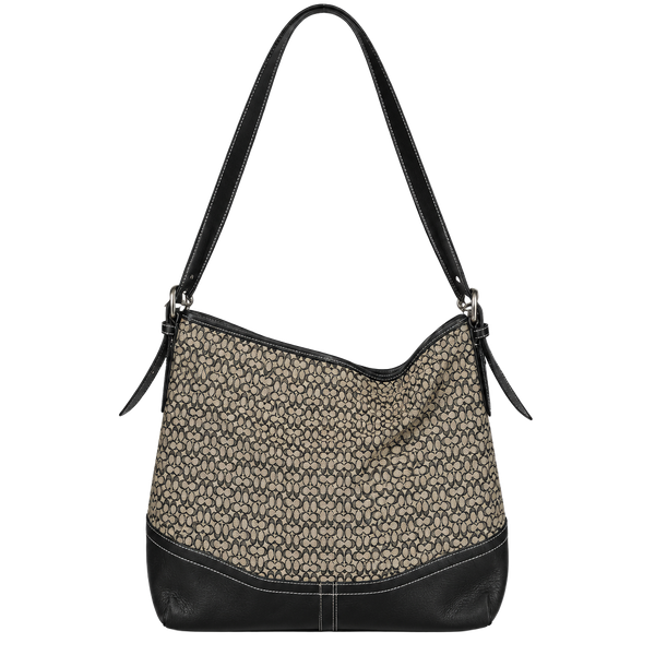 Coach Signature C F11395 Black Canvas Leather Shoulder Bag Purse