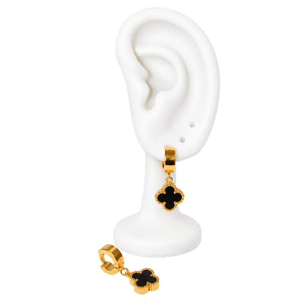 18K Gold Plated Clover Huggie Earrings