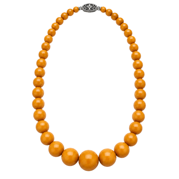 Vintage Butterscotch Graduated Beaded Necklace Sterling Silver Clasp
