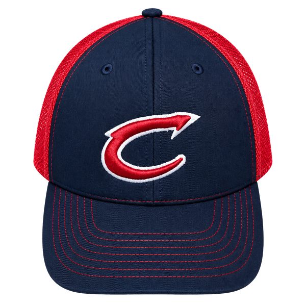 Richardson 112 Cleveland C Logo Trucker Hat Cap Navy Red