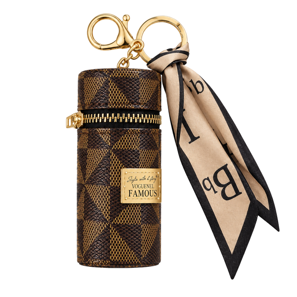 Vogue New Famous Soybs And Joans Brown Faux Leather Mini Lipstick Purse Charm