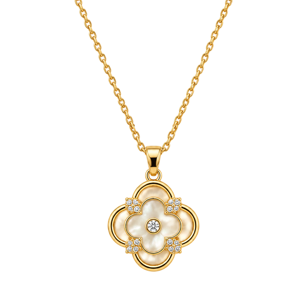 Stainless Steel Gold Four Leaf Clover Pendant Necklace