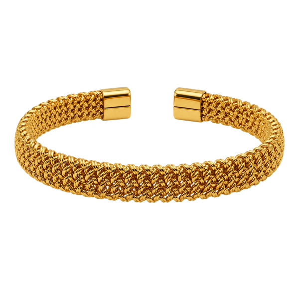 Minimalist Vintage Braided Stainless Steel Cuff Bracelet Gold
