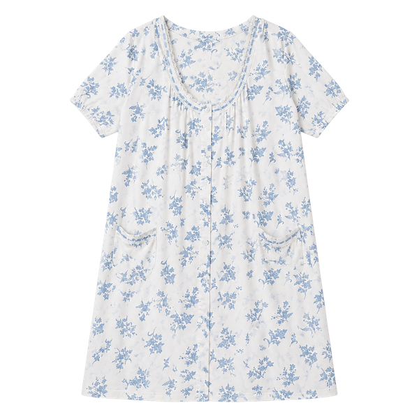 Body Touch Lingerie Classic Collection Floral Print Button-Front Nightgown