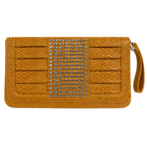 Faux Snakeskin Rhinestone Clutch Bag