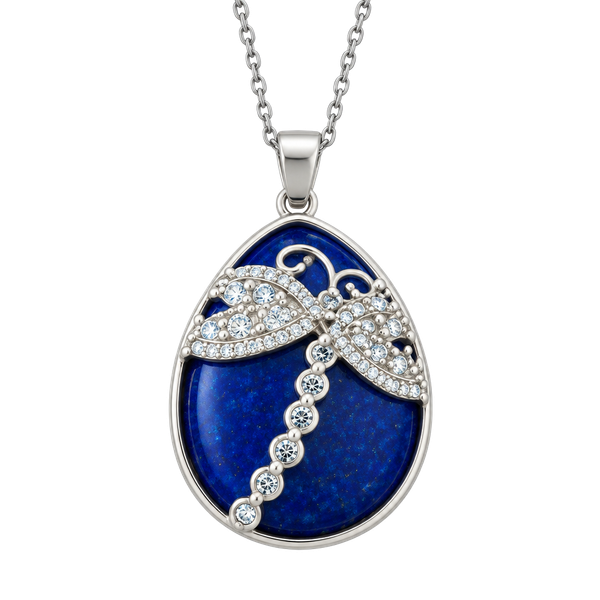 Unbranded Blue Teardrop Dragonfly Pendant Necklace