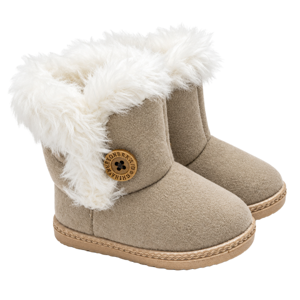 China Buttons City Toddler Boots Tan Faux Fur Winter Snow