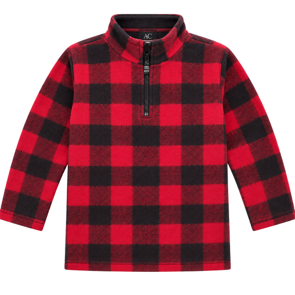 The Children's Place Buffalo Plaid Fleece Half Zip Pullover Size M (7/8)-NWT