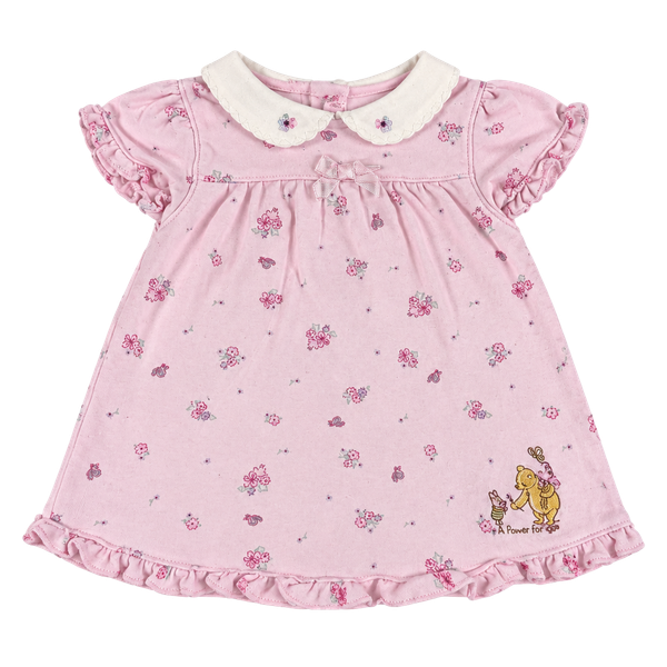 Vintage 90s embroidered Classic Pooh By Disney Dress Size 3M Pink Floral 