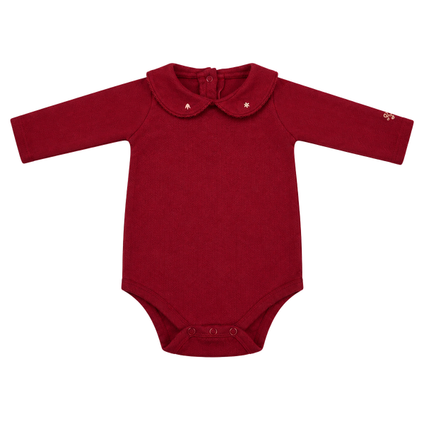 Ralph Lauren Bodysuit Size 3-6M Red Peter Pan Collar