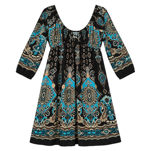 Bailey Blue Paisley Dress Size M Blue Brown Boho Mini