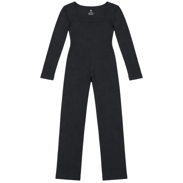 Unbranded Ribbed Long Sleeve Jumpsuit Size L Black