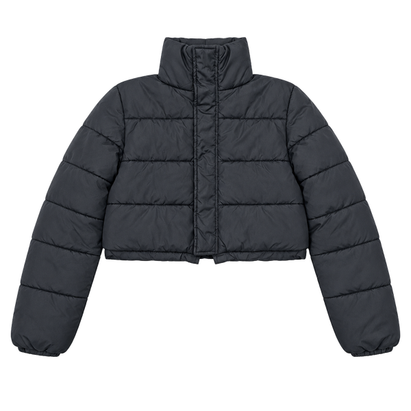 SHEIN Puffer Jacket Size S Black Cropped Stand Collar Winter Coat