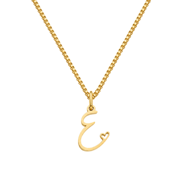 Stainless Steel Cursive Initial E Pendant Necklace Size 40cm Gold