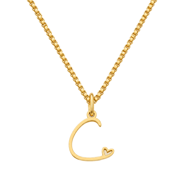 Love Script Alphabet Letter C Initial Necklace Gold Stainless Steel