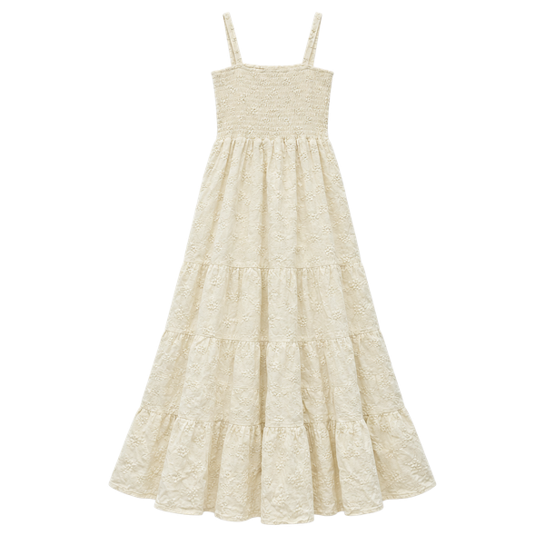 Altar'd State Maxi Dress Size XS White Smocked Tiered Eyelet