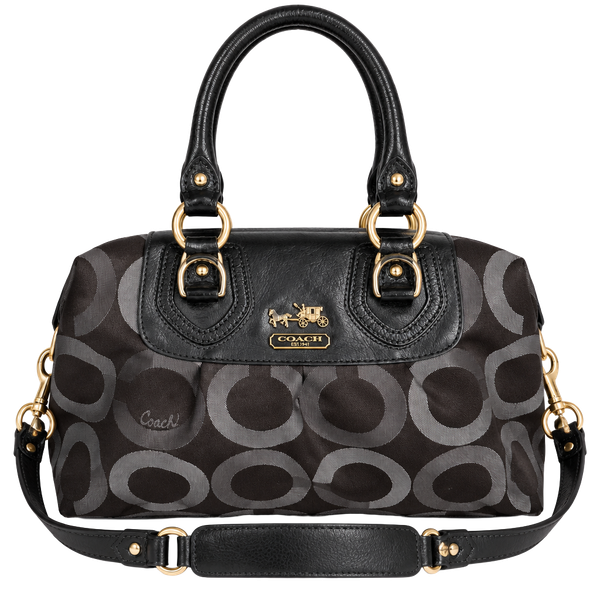 Coach Madison Op Art 13861 Satchel Black Grey 2-Way Handbag