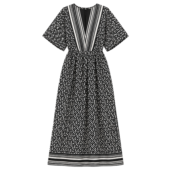 monroe+ma Jumpsuit Size 16W Black White Geometric V-Neck Maxi