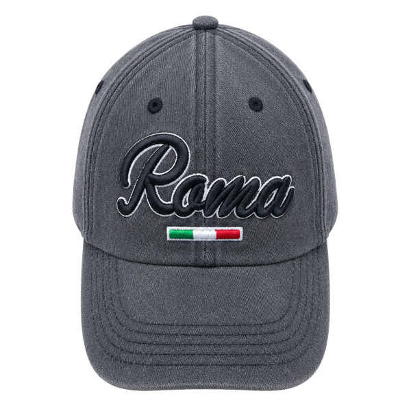 Roma Baseball Cap Gray Embroidered Italy Flag Strapback