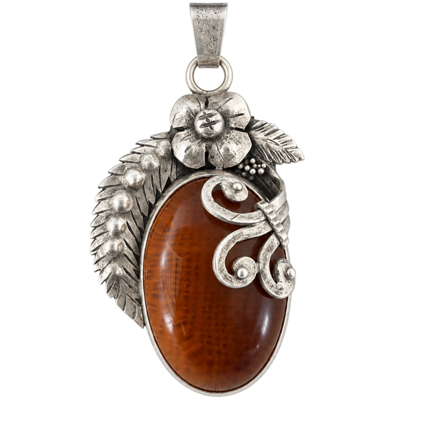 Artisan Sterling Silver Baltic Honey Amber Pendant Necklace 18” Rope Chain 925