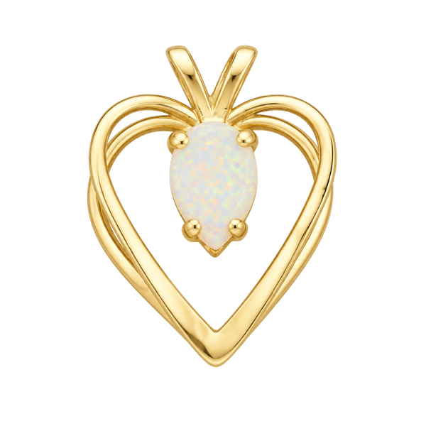 Vintage 14K Yellow Gold Pear Opal Heart Pendant | Open Double Frame | 0.6g