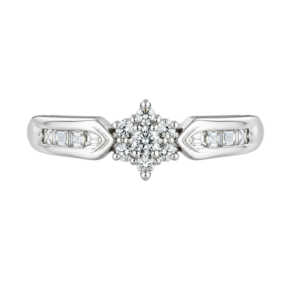 10K White Gold .24ct Diamond Cluster Baguette Ring Size 6.75 Genuine