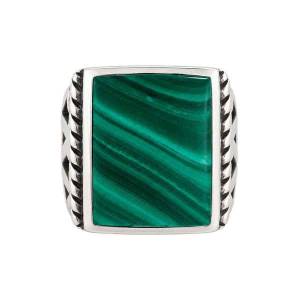 Sterling Silver Large Square Malachite Ring Southwestern Size 7 Statement