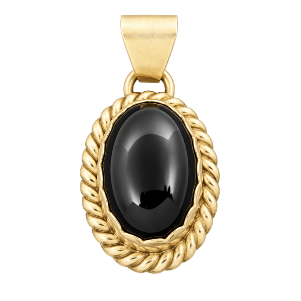 Native American Sterling Silver Black Onyx Pendant RRT Hallmark Rope Bezel