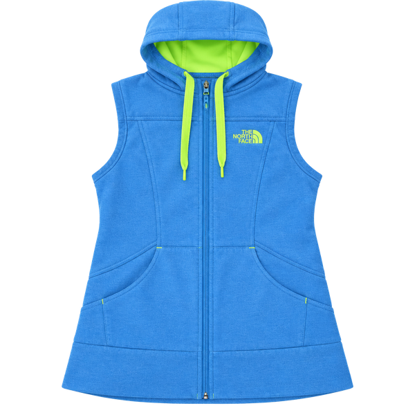 The North Face Fleece Hooded Vest Size S/P Blue Neon Yellow Full Zip