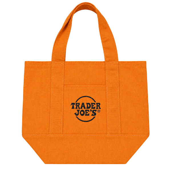 Trader Joe's Mini Canvas Tote Bag Orange Halloween Trick or Treat