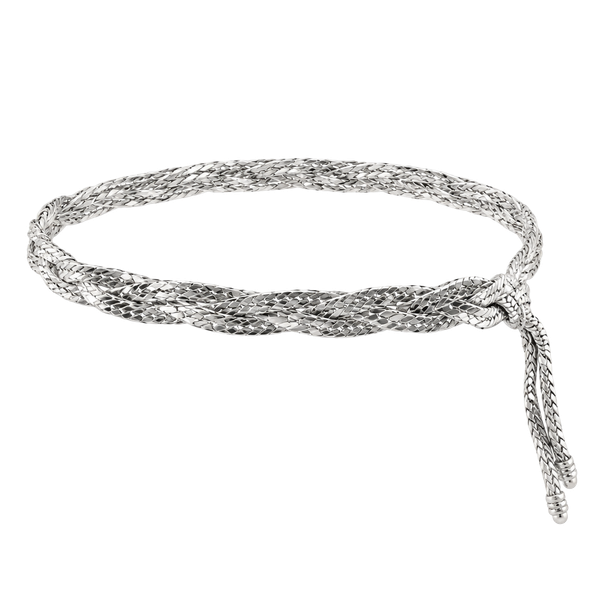 Sterling Silver Braided Herringbone Bracelet 925 Italy