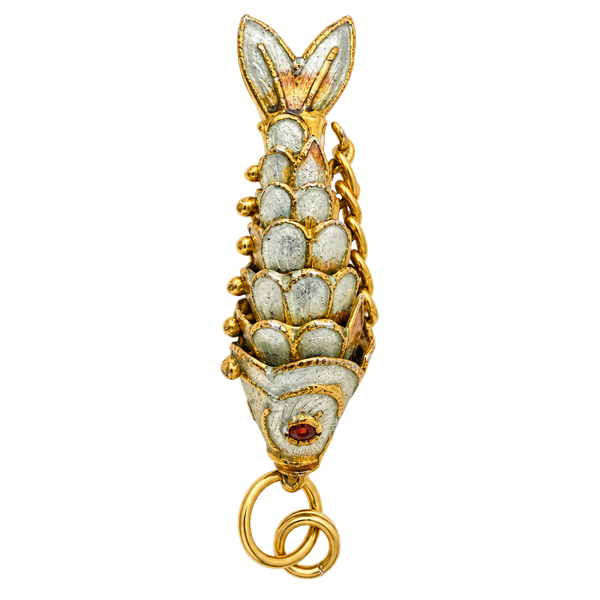 Vintage Articulated Enamel Koi Fish Pendant Charm