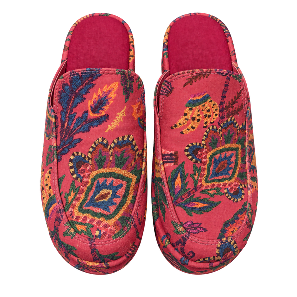 Farm Rio Pink Sunset Tapestry Platform Loafer Size 8 Mule Shoes