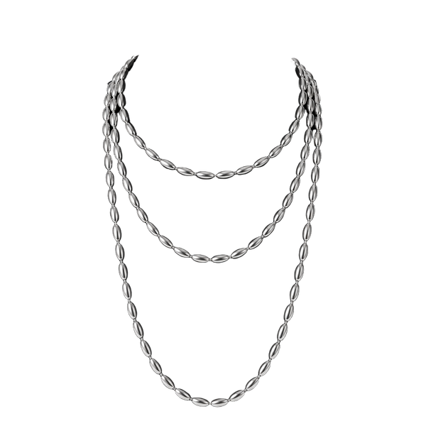 Napier Silver Tone Oval Bead Long Necklace