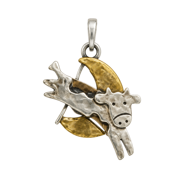 FARO Cow Jumping Over The Moon Sterling Silver Brass Earrings