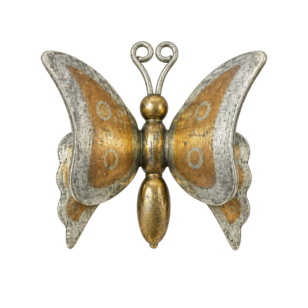 Vintage Mexico Metales Casados Butterfly Pin Brooch Copper Brass Silver