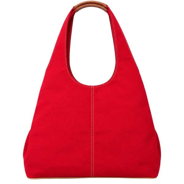 Nine West Red Canvas Shoulder Bag with Brown Trim