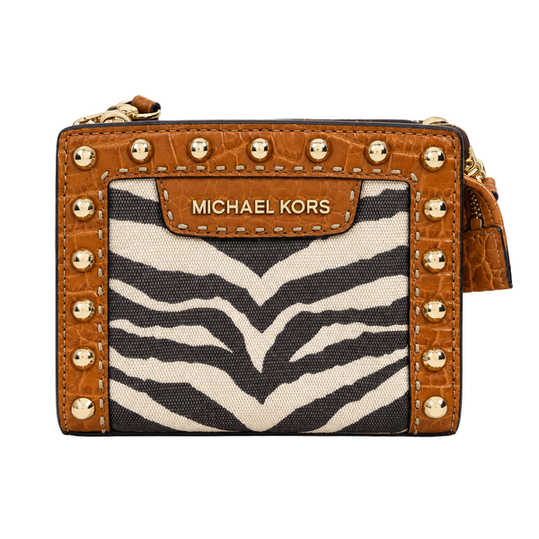 Michael Kors Zebra Print Canvas and Leather Crossbody Handbag