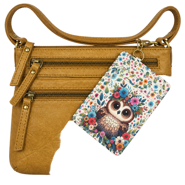 Wise Owl Leather Crossbody Bag Mustard Yellow