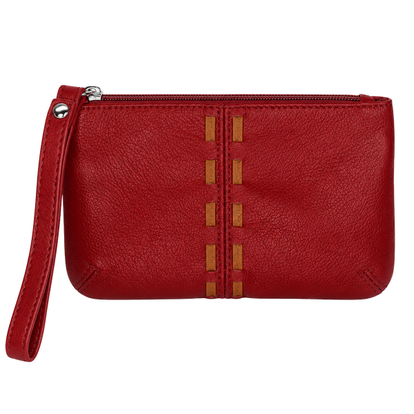 Genuine Leather Burnt Orange Wristlet Clutch Wallet