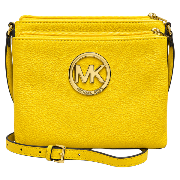 Michael Kors Fulton Crossbody Bag Yellow Pebble Leather