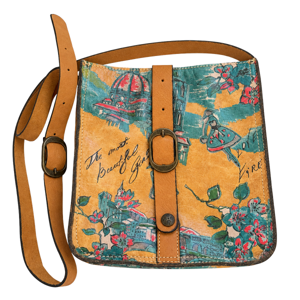 Patricia Nash Italian Leather Florence Floral Crossbody Bag Boho Y2K
