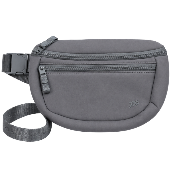 Gray Neoprene Belt Bag Crossbody Fanny Pack Multi Pocket Waist Bag