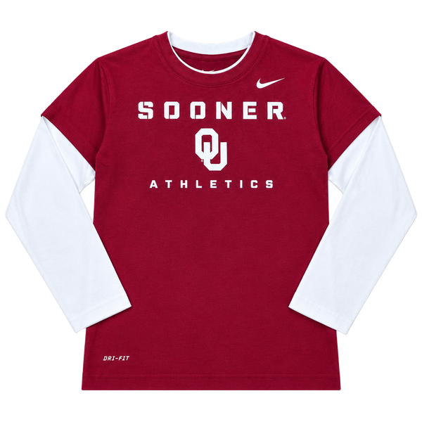 Nike Oklahoma Sooners Long Sleeve T-Shirt Kids Size 7 Red White