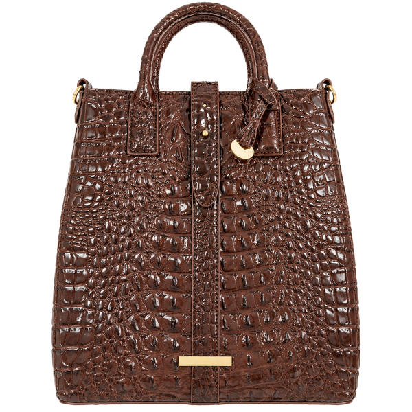 Brahmin Melbourne Embossed Leather Tote Bag Brown Croc