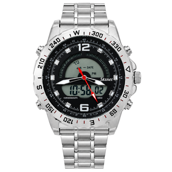 Stauer Compendium Hybrid Chronograph Watch 19093 Stainless Steel WR50